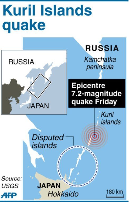 Graphic showing the epicentre of a 7.2-magnitude quake that rocked northern Japan on Friday