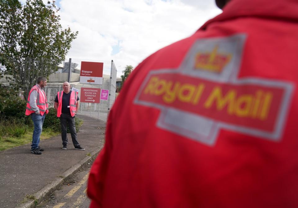 Royal Mail staff from the Communication Workers Union are on strike in a dispute over pay and conditions (Andrew Milligan/PA) (PA Wire)