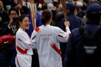 Rehearsal of part of the Tokyo 2020 Olympic Torch Relay in Hamura