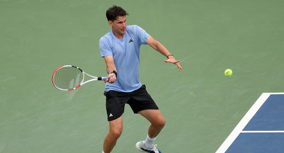 Seen here, Former US Open champion Dominic Thiem winning his first round match.