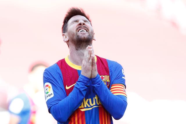 Lionel Messi shows his frustration after a missed opportunity in Barcelona's draw with Atletico Madrid