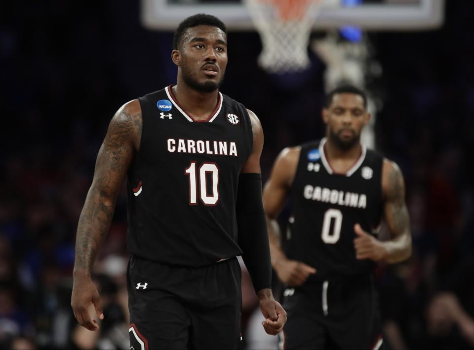 South Carolina guards Duane Notice (left) and Sindarius Thornwell are headed to the Elite Eight. (AP)