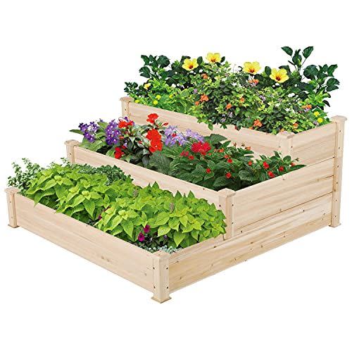 5) Yaheetech Multi-Level Rustic Raised Garden Bed