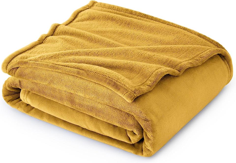 golden yellow fleece throw blanket