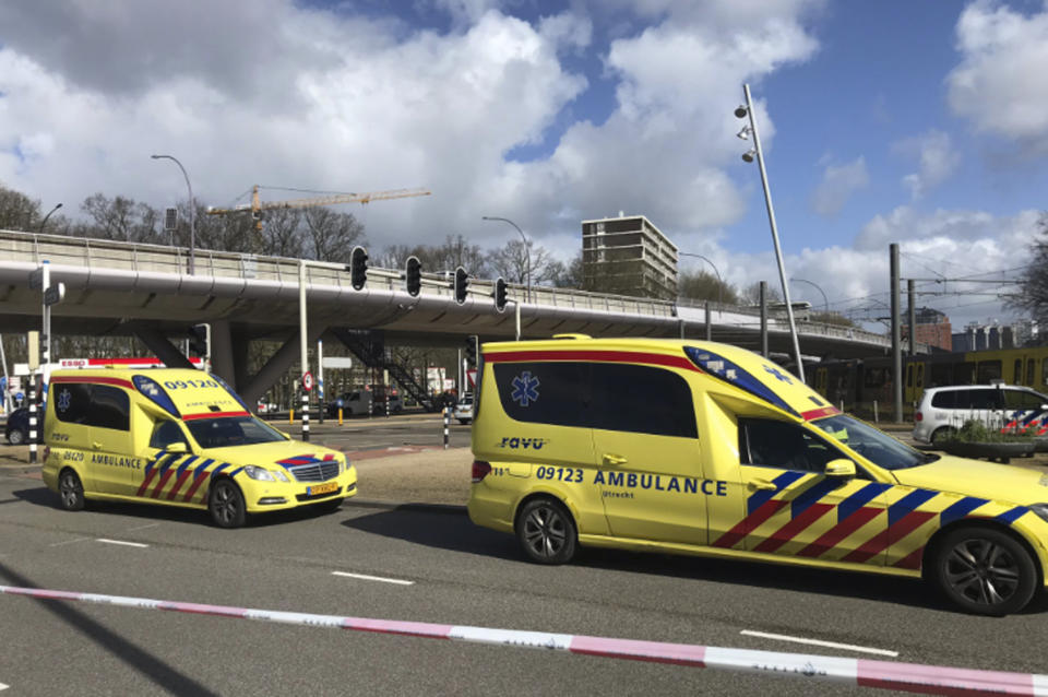 Emergency services attend the scene of a shooting in Utrecht, Netherlands, Monday March 18, 2019. (Photo: Peter Dejong/AP)