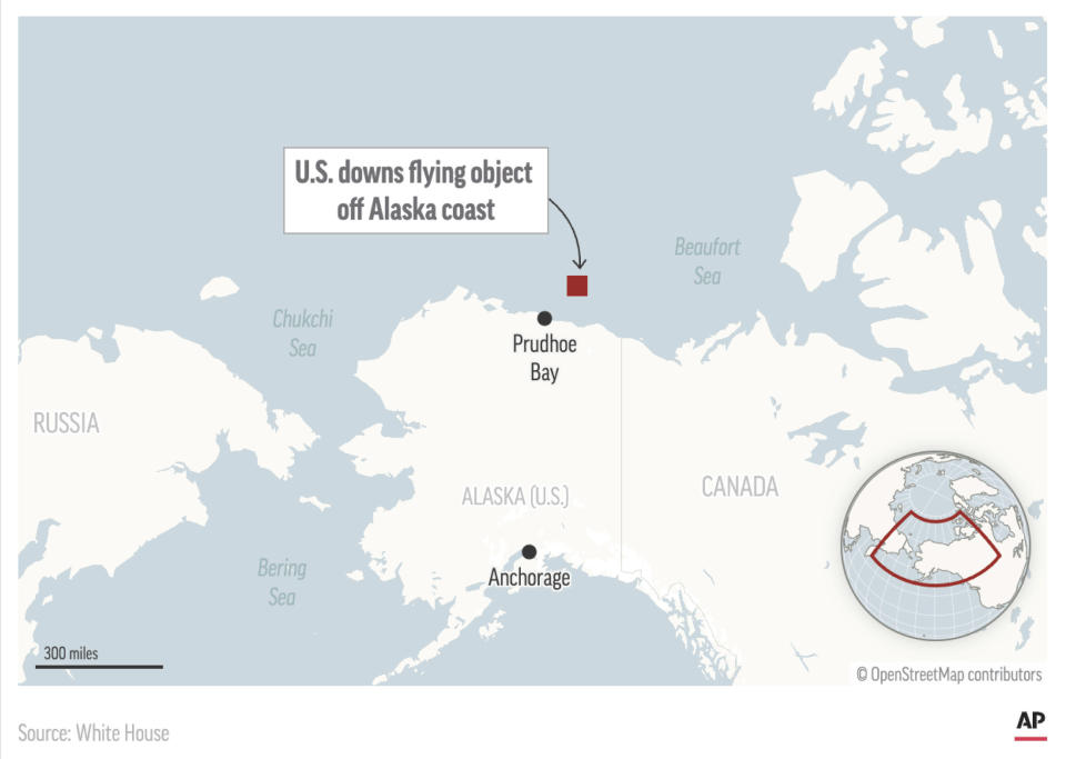 The U.S. military detected and shot down an unidentified aerial object Friday near Alaska's border with Canada. (AP Digital Embed)