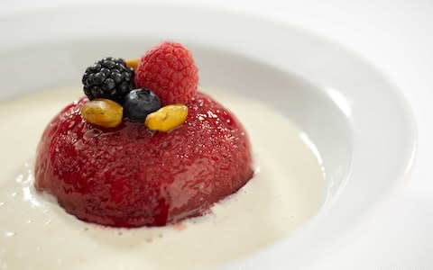 Plant-based summer berry pudding