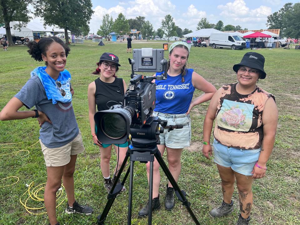 MTSU students prepare Wednesday, June 15, to film upcoming performances at the 2022 Bonnaroo Music and Arts Festival June 16-19 in Manchester, Tenn., as part of the university’s ongoing partnership with the event to provide College of Media and Entertainment students with real-world experience.