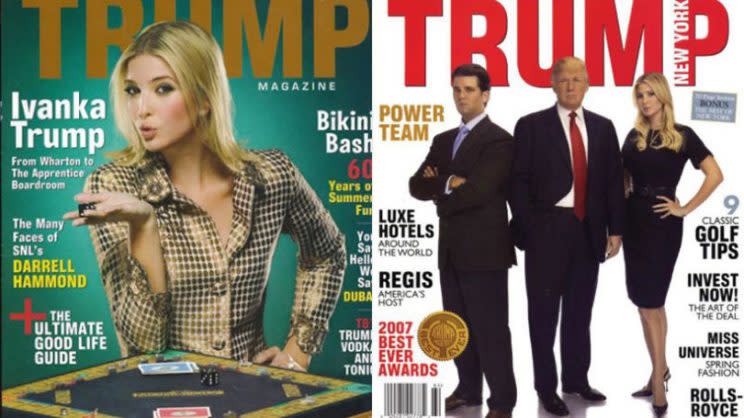 <p>Trump magazine<br>En 1998 est lancé Trump magazine, centré sur la vie des gens riches, particulièrement Trump et sa famille. Le magazine a fait son temps. Il disparaît en 2009. (DR)</p>