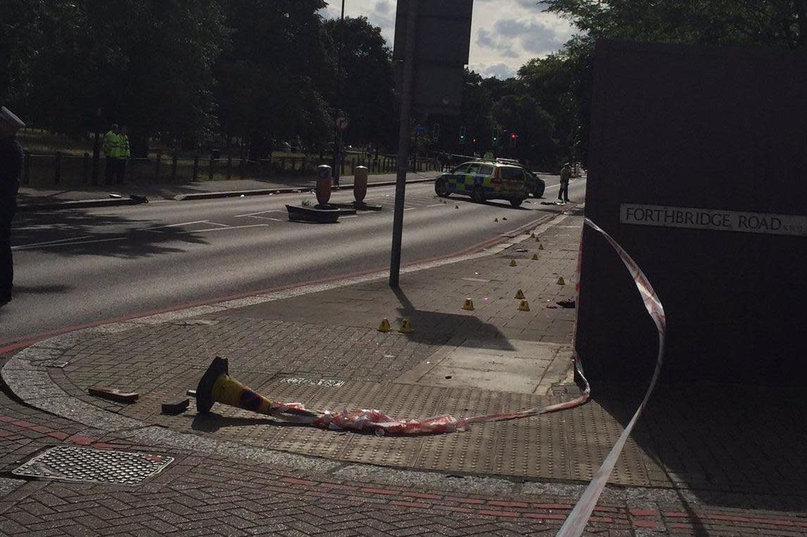 The aftermath of the crash in Clapham: Twitter/@DrCelineFitz