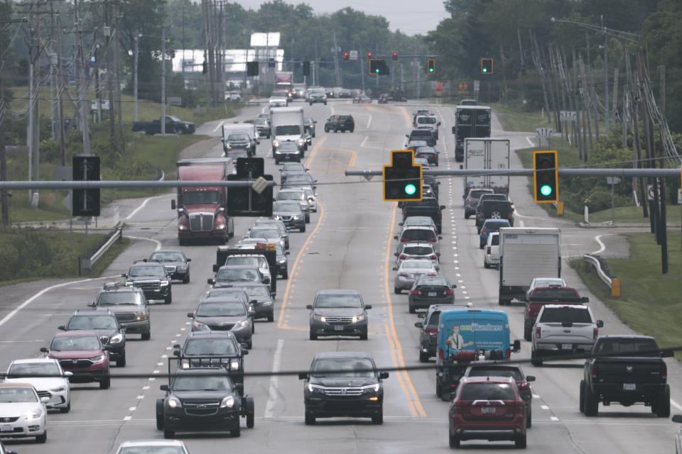 Traffic along U.S. Route 23 near Corduroy Road on Friday, June 18, 2021 in Lewis Center, Ohio.
