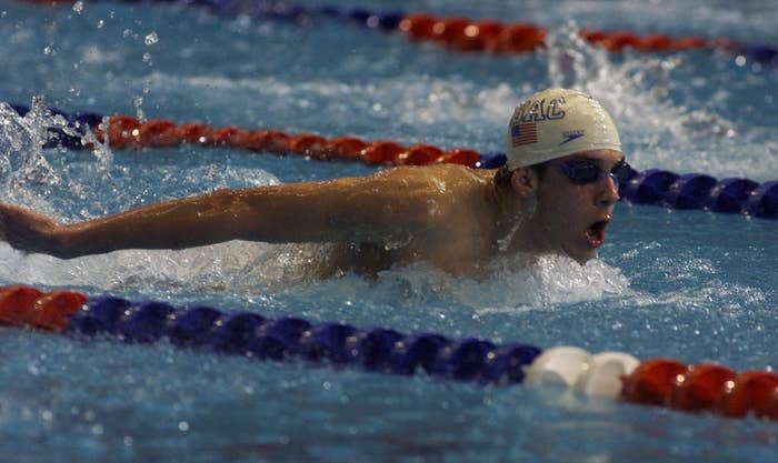 Michael above water during a race