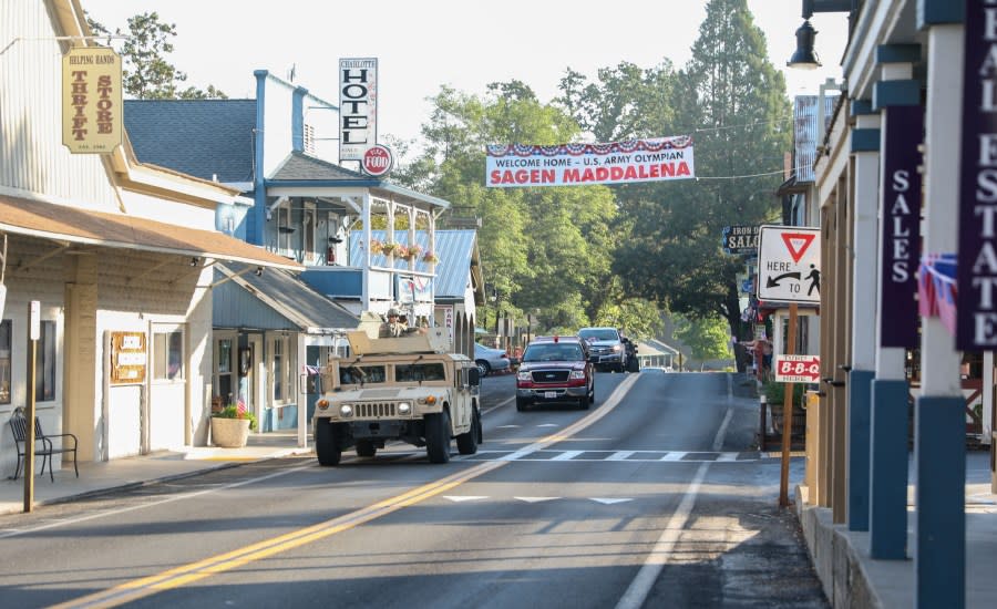 The Groveland, Calif., community came together to make a parade for their hometown hero as she returned for a visit following the Tokyo Games. (USAMU)