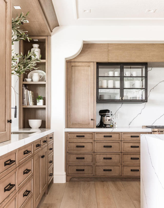 This TikToker “Vinyl Wrapped” Her Oak Cabinets, and It Looks So Sleek