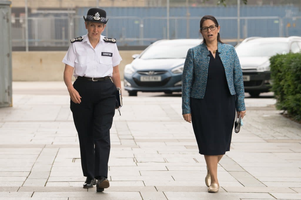 Commissioner Dame Cressida Dick (left) with Home Secretary Priti Patel during a June visit to the new Counter-Terrorism Operations Centre (CTOC) in West Brompton, London (Stefan Rousseau/PA) (PA Wire)