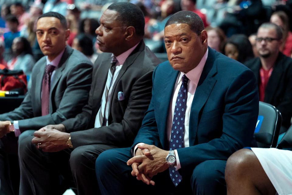 Laurence Fishburne (right) as Doc Rivers in "Clipped."