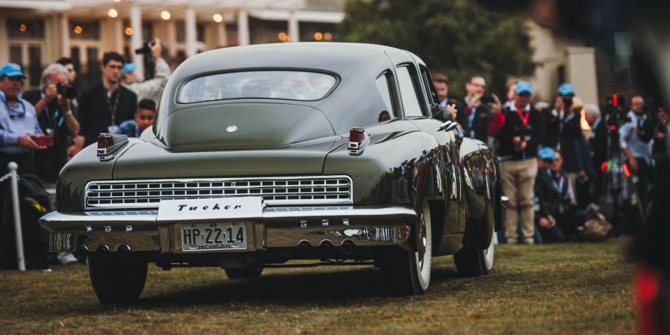 <p>The 2018 Pebble Beach Concours d'Elegance had, like every year, a vast array of interesting and rarely seen cars. One addition in 2018 was a reunion of sorts for the Tucker 48, which was Preston Tucker's vision for the car of tomorrow. The car, considered radical and high-tech in the 1940s, ended up being a failure. Now it's rare and considered one of the most interesting cars of its era, a vehicle that makes historians wonder what the world would be like if it took off.</p><p>This year, 12 Tuckers were on the lawn at Pebble Beach. That includes the only one equipped with a Tuckermatic transmission, the infamous (or famous) Tin Goose prototype, and a test chassis with no bodywork on it. It was something else to see. Take a look:</p>