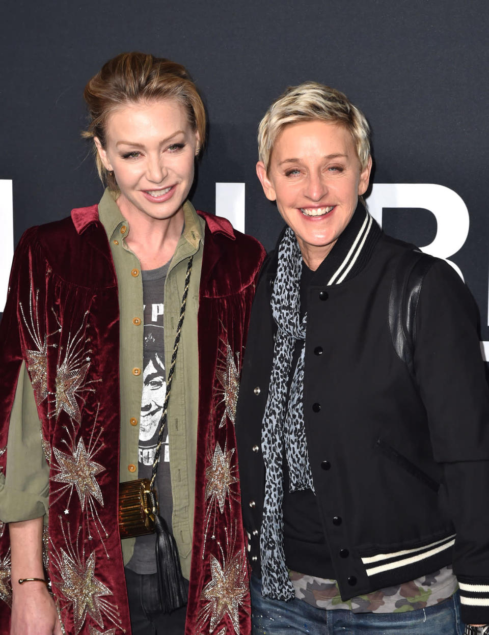 Portia de Rossi and Ellen Degeneres both in Saint Laurent. 