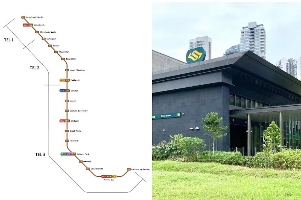 A composite image of the MRT's Thomson-East Coast Line next to a photo of an MRT station. (PHOTOS: Land Transport Authority)