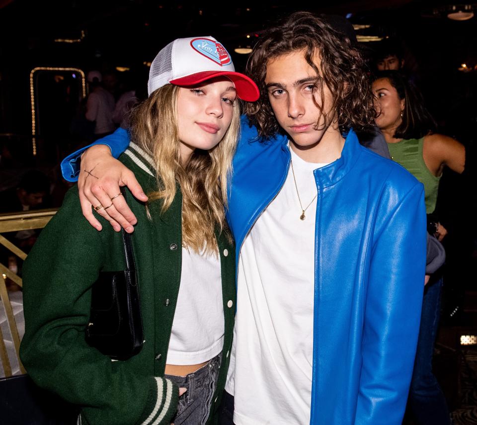 Maddie Ziegler and Eddie Benjamin attend the AJ Mitchell album release party at Kiss Kiss Bang Bang on October 07, 2021 in Los Angeles, California