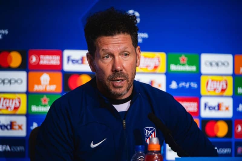 Atletico Madrid head coach Diego Pablo Simeone speaks a press conference ahead of the UEFA Champions League quarter-final first leg soccer match against Borussia Dortmund. Alberto Gardin/ZUMA Press Wire/dpa