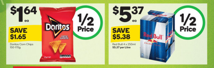 A screenshot from catalogue showing half-price specials.