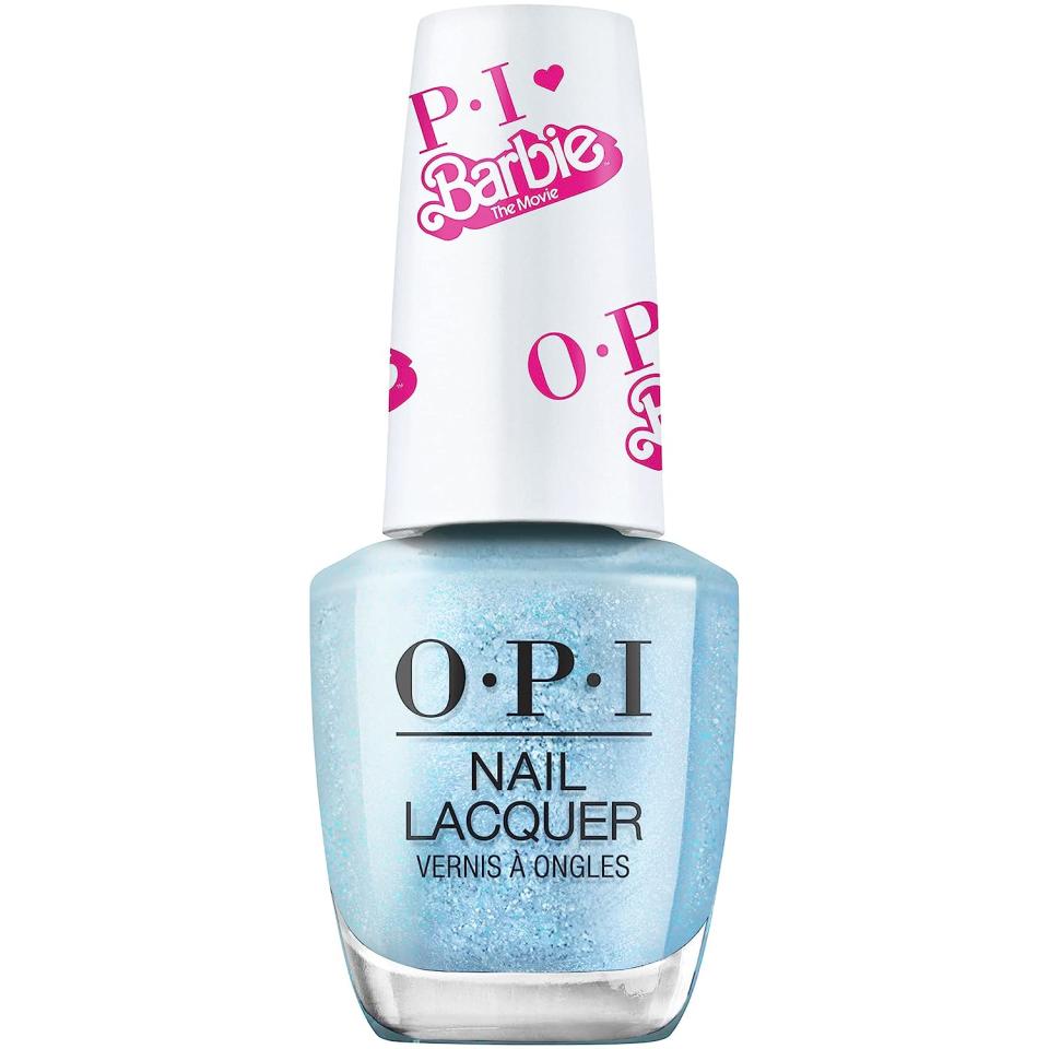 light glitter blue bottle of nail polish