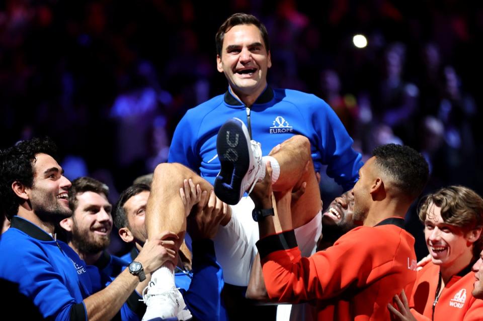 The 20-time Grand Slam winner was serenaded after his final doubles match with Rafa Nadal (Getty Images for Laver Cup)