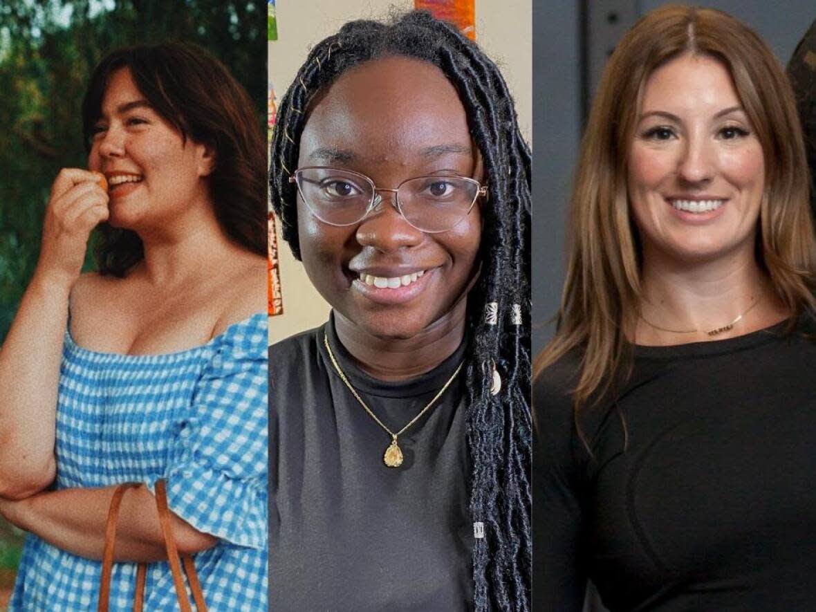 Katharine MacDonald, Amirah Oyesegun, and Amila Topic have different perspectives on diet culture shaped by their personal or professional connections to it. (Submitted by Katharine Macdonald, Jane Robertson/CBC, submitted by Amila Topic - image credit)