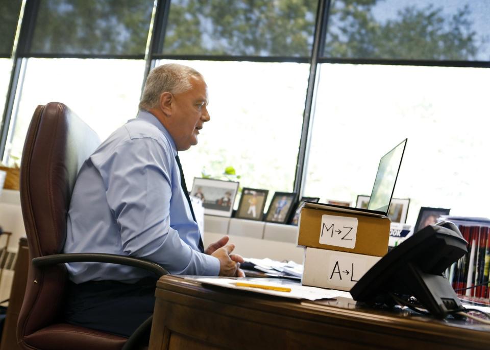 OHSAA executive director Doug Ute works in his office soon after taking over the position on Sept. 9, 2020.