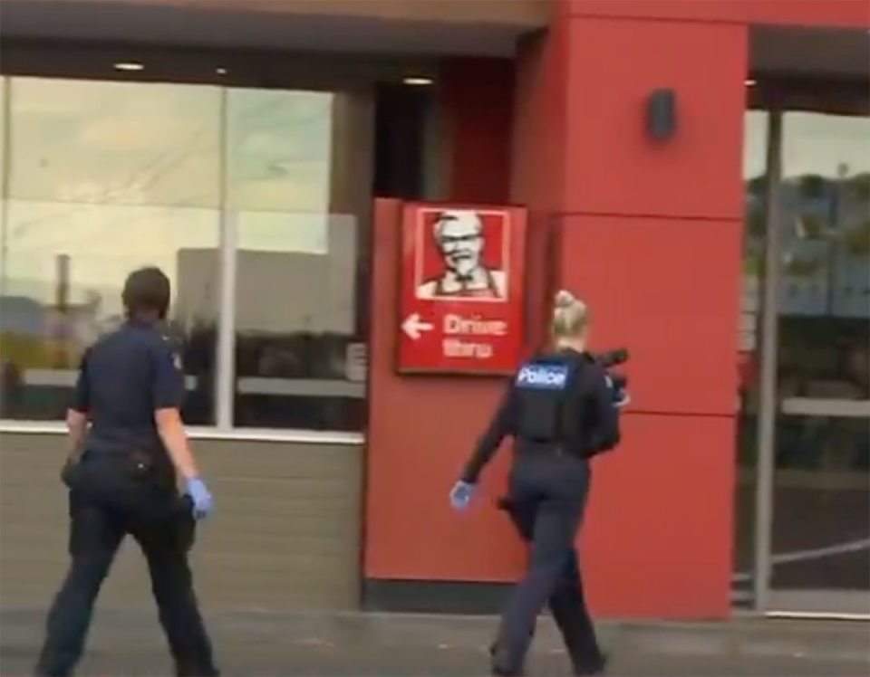 Police blocked off the restaurant Monday afternoon following the incident. Source: 7News