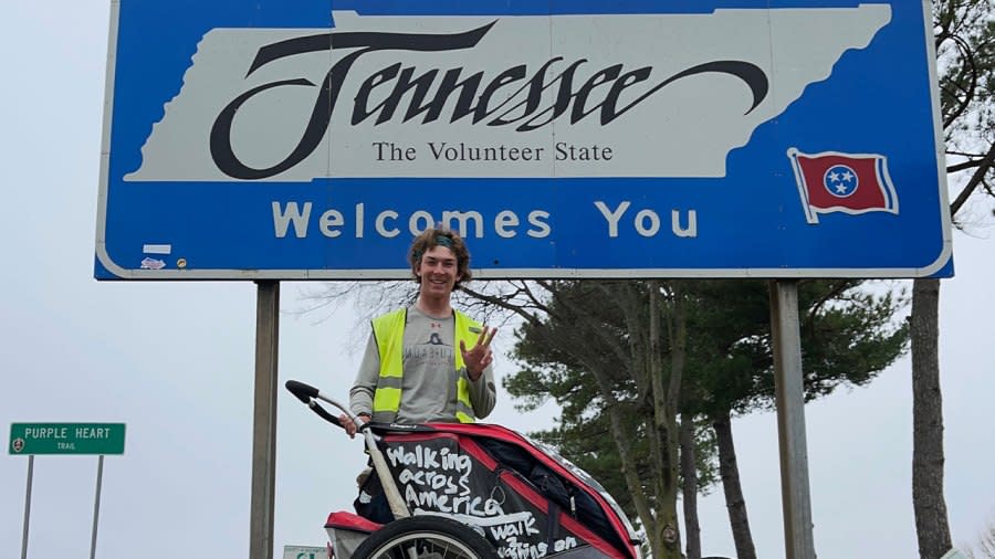 Holden Ringer makes his way into Tennessee during his walk across America. (Courtesy: Holden Ringer)
