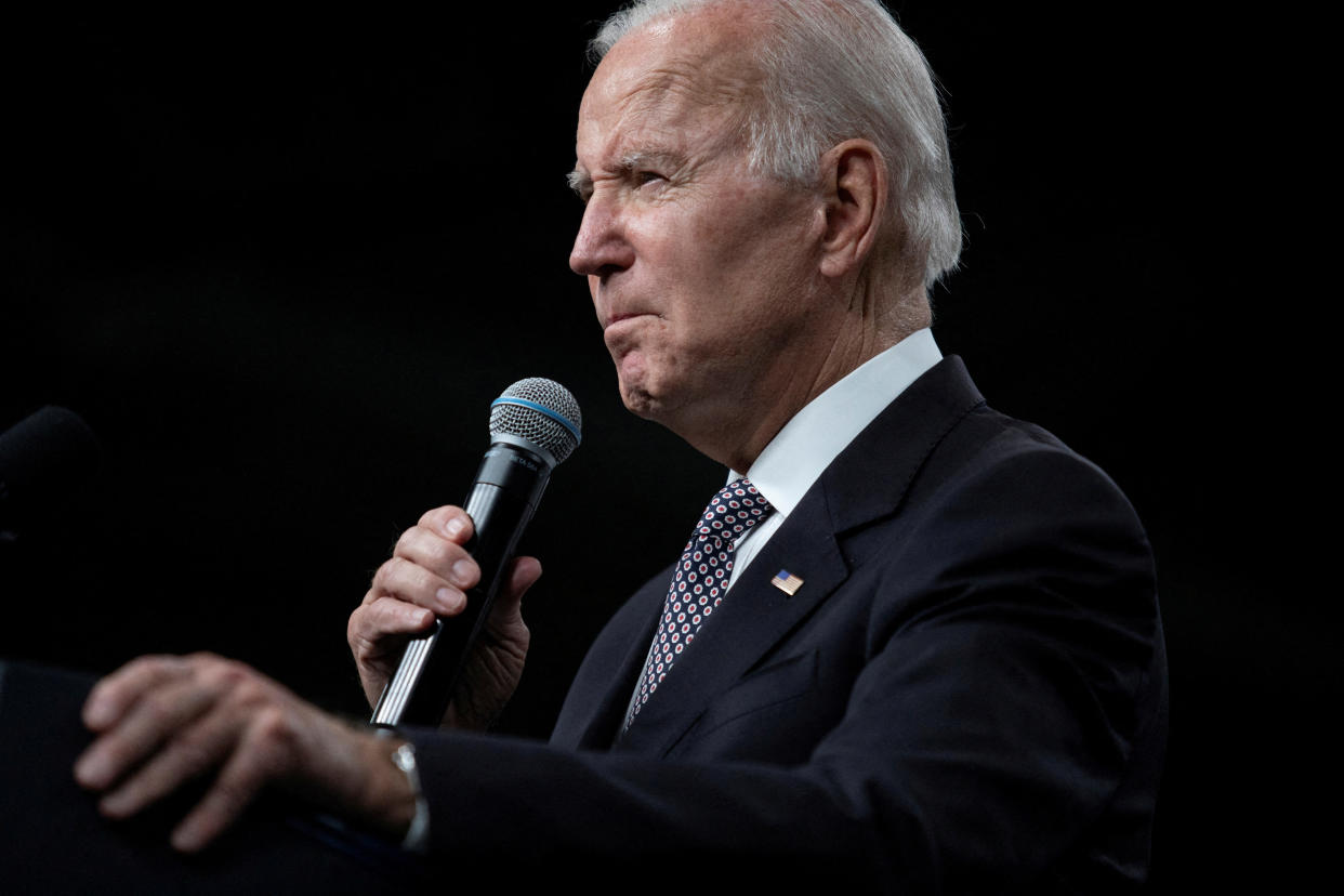 President Biden, pictured here delivering remarks in Poughkeepsie, N.Y., on Thursday, announced he was pardoning thousands of Americans for federal marijuana possession convictions.