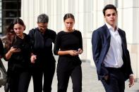 Hana Alexander (2nd L), wife of Jacob "Kobi" Alexander departs with family members from Brooklyn federal court after a hearing in New York, U.S., August 24, 2016. REUTERS/Lucas Jackson