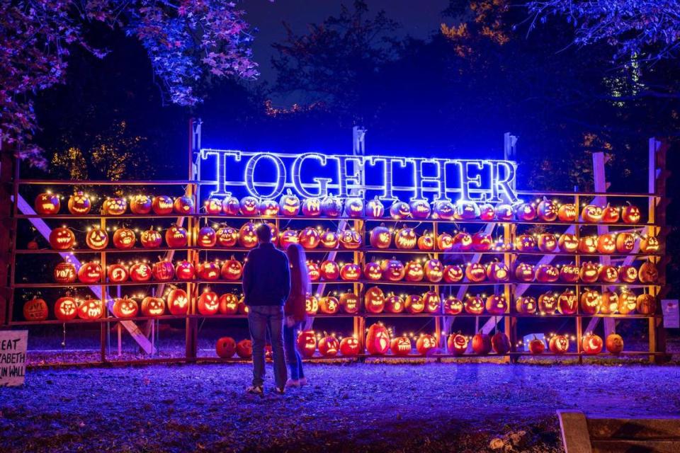 The Great Pumpkin Wall in Elizabeth sends a message of unity on October 30, 2020.