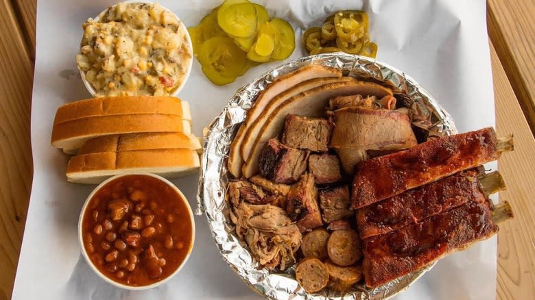 Big plate of barbecue food