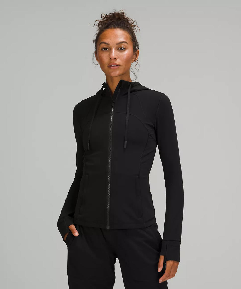 Hooded Define Jacket in Black. Image via Lululemon.