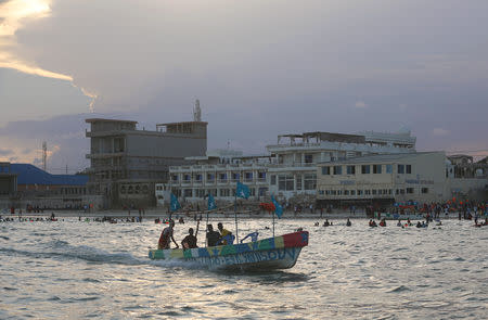 The boat sails in the Indian Ocean near Lido beach in Mogadishu, Somalia, May 1, 2019. Picture taken May 1, 2019. REUTERS/Feisal Omar