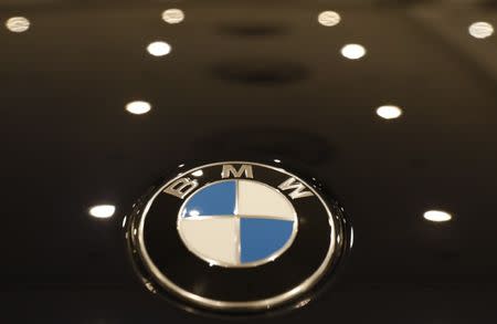 FILE PHOTO: The BMW logo is seen on a vehicle at the New York Auto Show in the Manhattan borough of New York City, New York, U.S., March 29, 2018. REUTERS/Shannon Stapleton