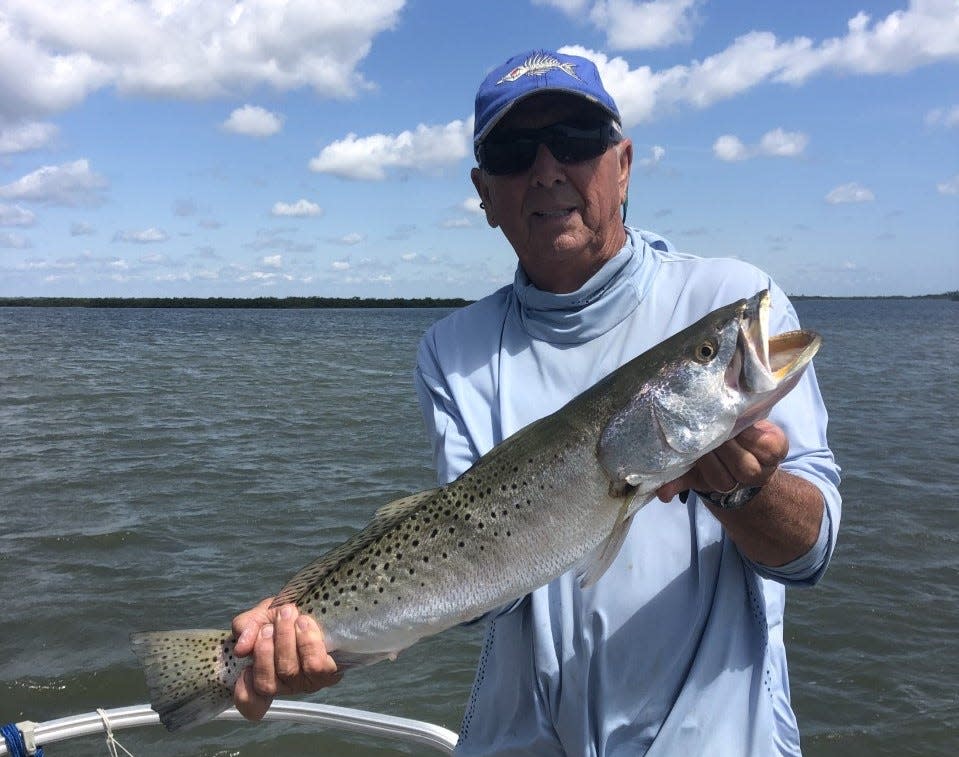 Art Mowery with a 5-pound trout caught Thursday morning in Oak Hill.