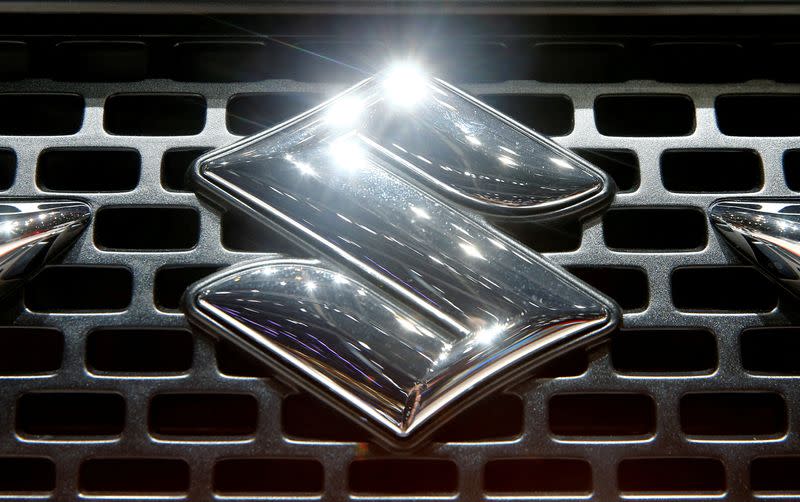 FILE PHOTO: The logo of Suzuki is seen during the 87th International Motor Show at Palexpo in Geneva