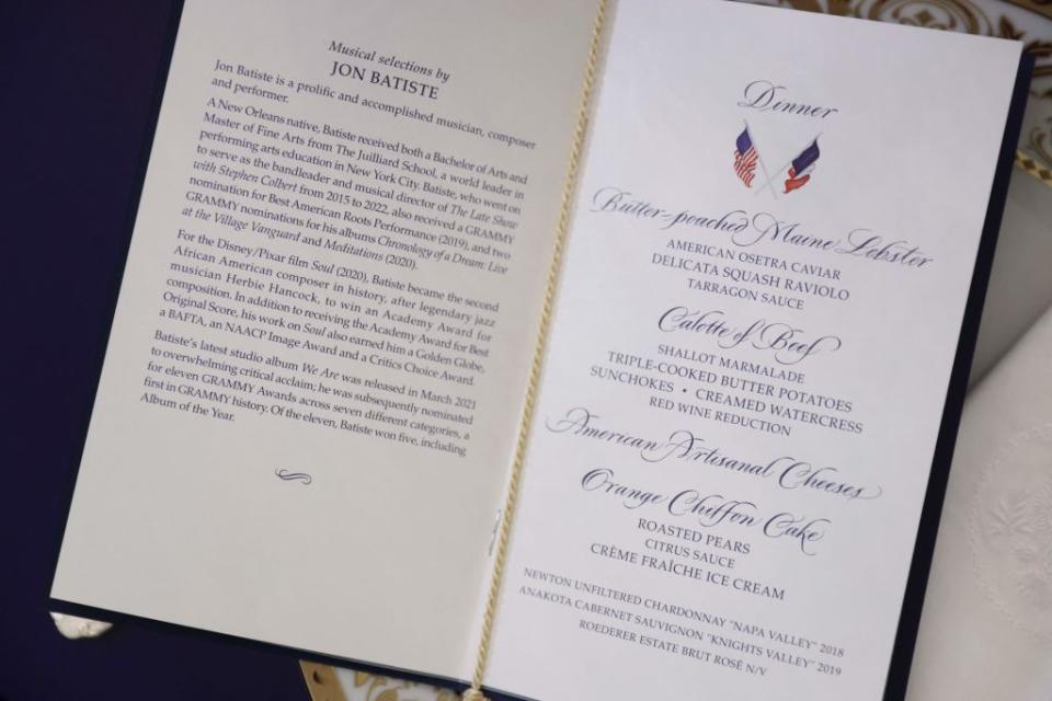 state dinner menu