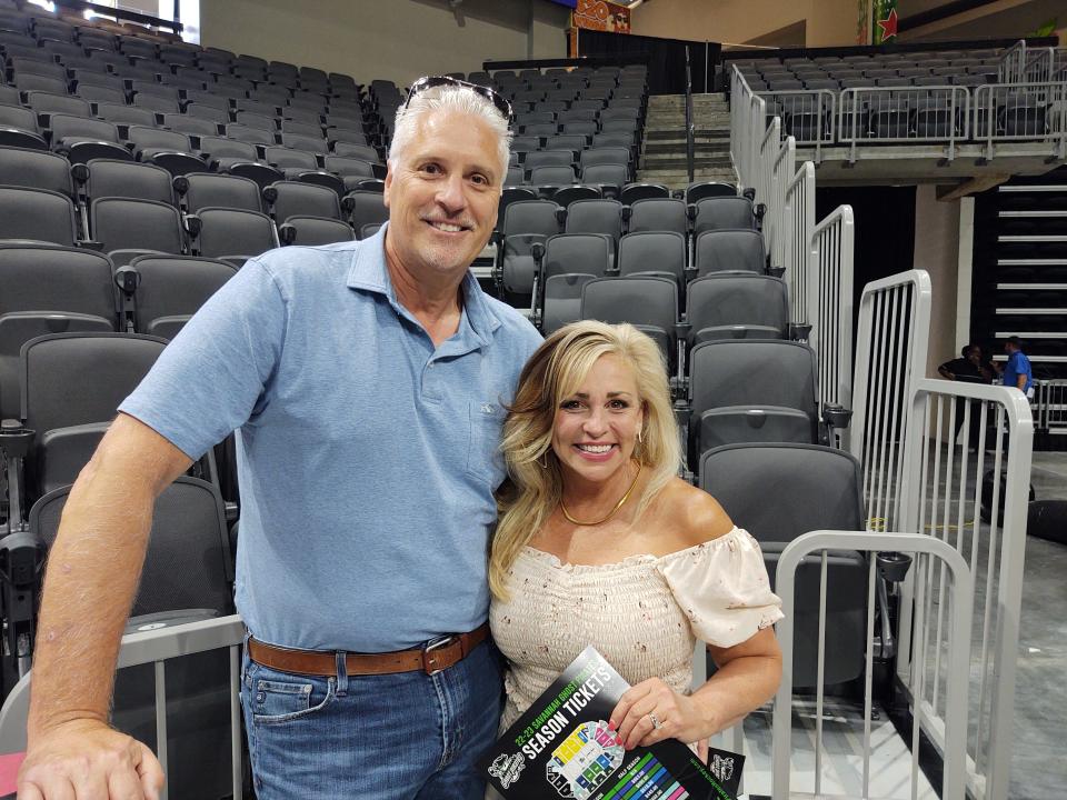 Kurt and Dawn Kuster were at the new Enmarket Arena on Thursday, May 19, to attend a Savannah Ghost Pirates event and pick out their seats for season tickets for the ECHL team's inaugural season of 2022-23.