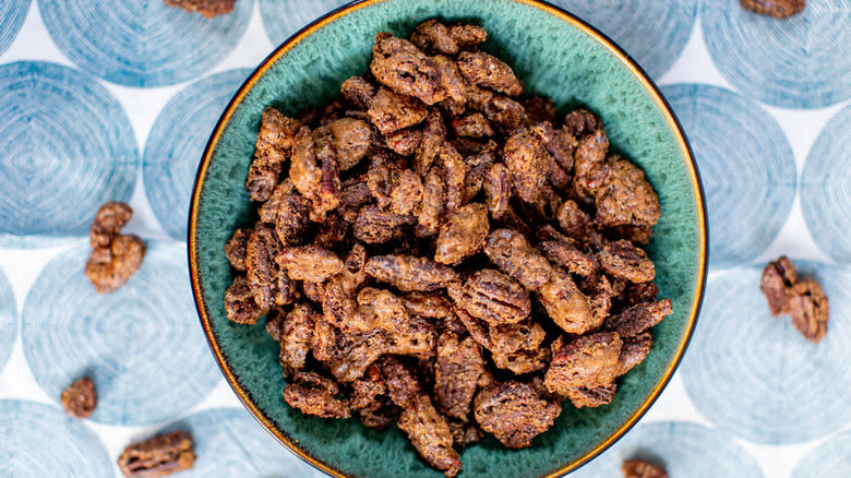 Candied Pecans in bowl