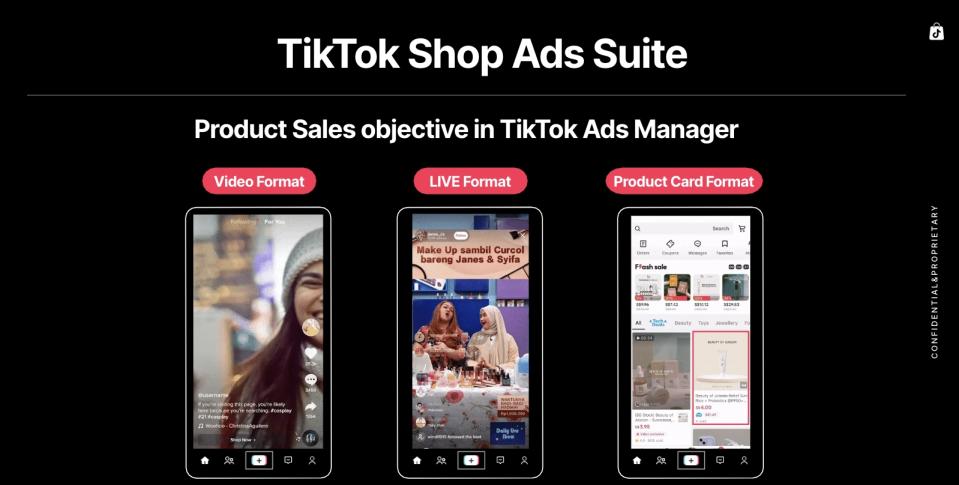 TikTok Ads Manager now supports video, live, and product card formats.