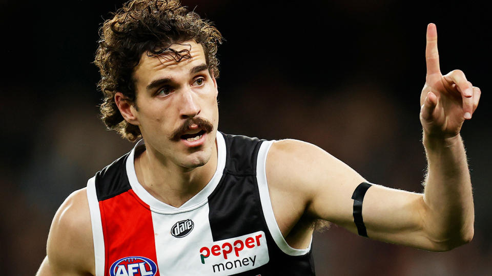 St Kilda forward Max King has been ruled out for a 'significant' portion of the next AFL season, after needing a shoulder reconstruction after a pre-season training incident. (Photo by Michael Willson/AFL Photos via Getty Images)