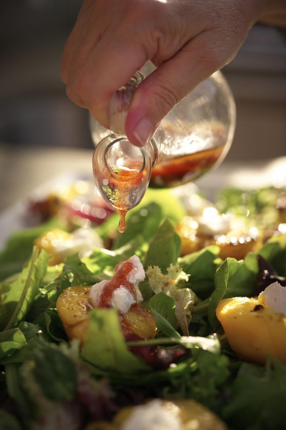 Grilled Peach Salad with Chipotle-Raspberry Vinaigrette