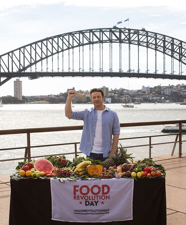 Jamie Oliver in Australia to launch his global petition. Photo: James Douglas.