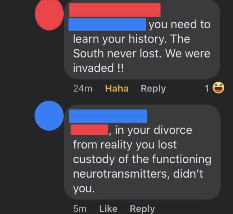 person says the reason you are dumb is because you lost your neurotransmitters in the divorce