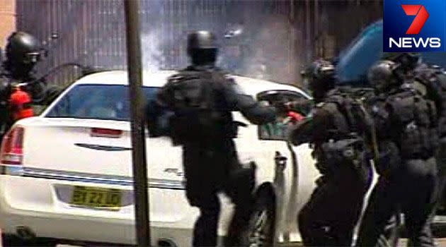 Police pumped tear gas into the vehicle before pulling the man out. Photo: 7News.